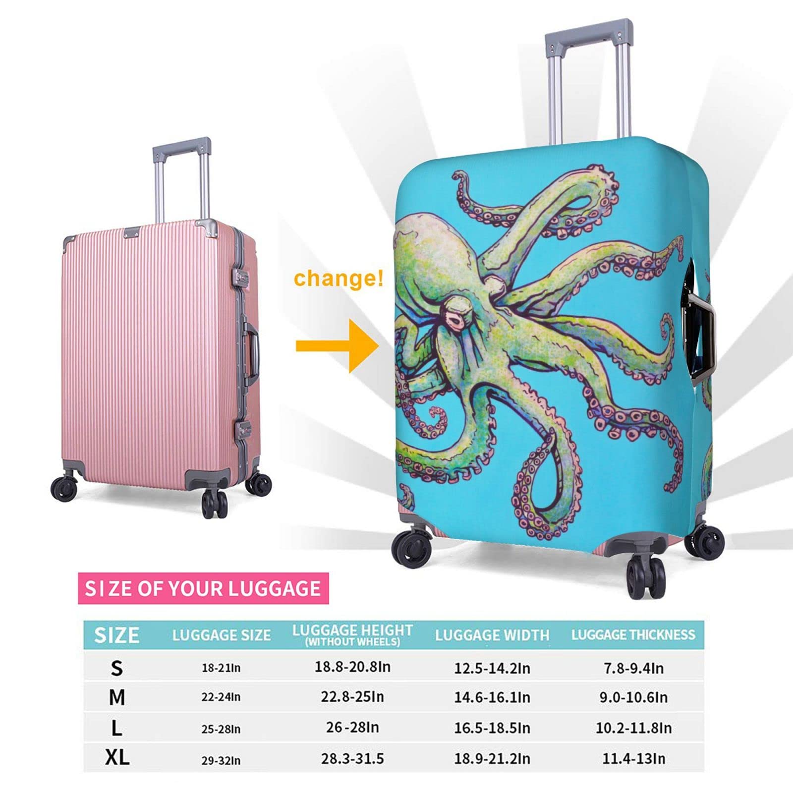Amazon.co.jp: Octopusデザイン洗える荷物カバー - ファッションスーツ